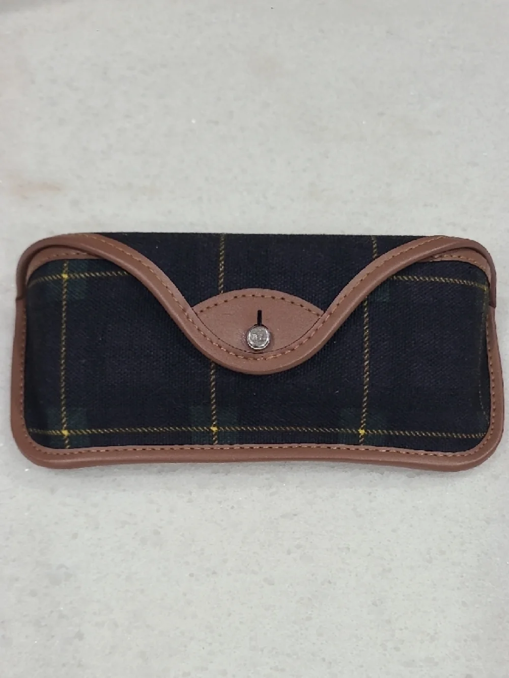 Polo by Ralph Lauren Plaid Case with Tan Leather Trim